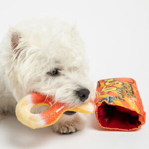 Silver paw 2 in 1 furry peach dog toy