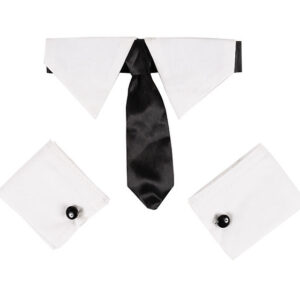 Silver paw dog tie and cuffs